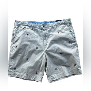 Polo Ralph Lauren Mens 40 Beige Ocean Sailing Chino Classic Fit Shorts Nautical